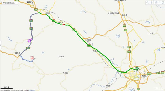 上南宁绕城高速→然后往百色市方向,走南百高速公路→在祥周互通