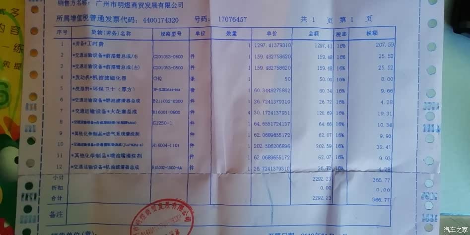 记了流水账,但不管怎么说,这个长安逸动车,没话说,我中意!结算清单