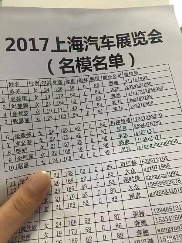 【图】2017上海车展车模名单