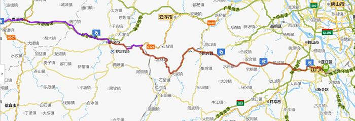 求广东中山到广西玉林的最佳路线 从新兴县到石城镇的s26是否能走?图片
