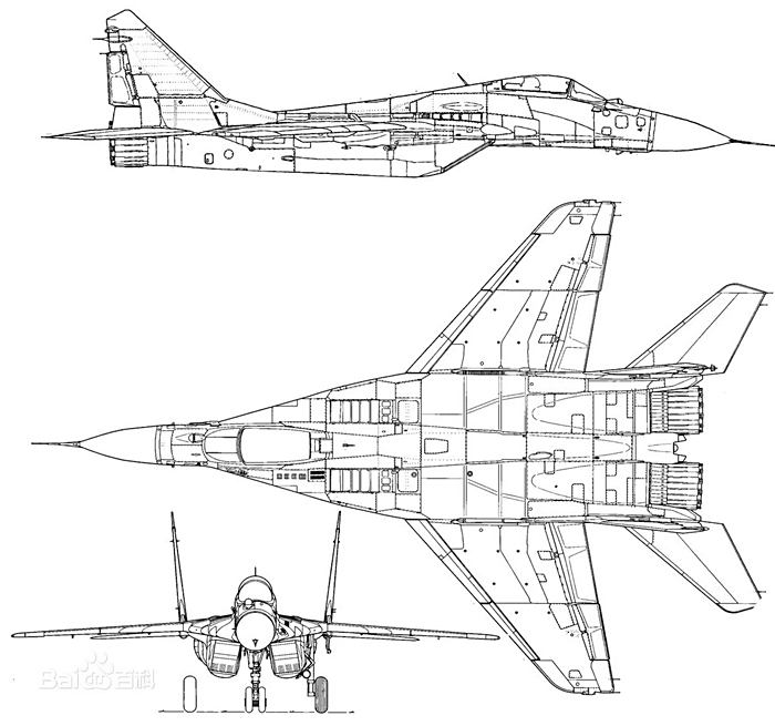 米格-29战斗机三视图