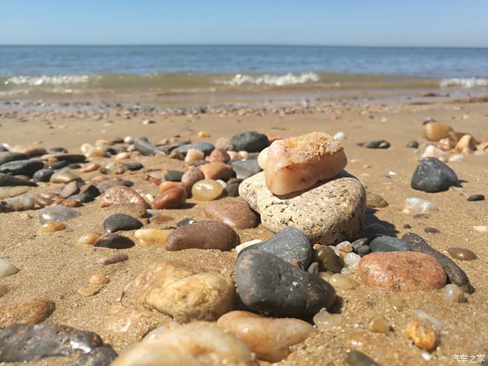 看这些五颜六色的石子仿佛是在金色沙滩上作画.