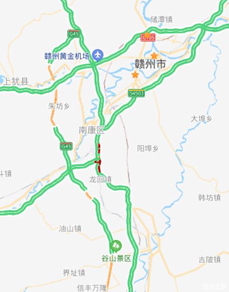 大广高速公路南康至龙南段扩容,怎么百度有显示一部分有路况了?