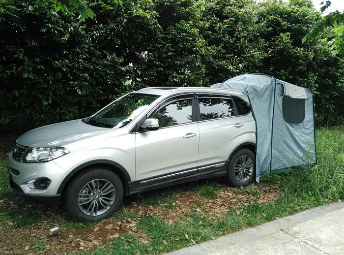 给瑞虎5自制了车尾帐篷,为远游梦想做准备
