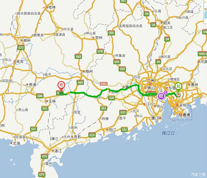今天晚上的行程,450公里,不远,因为也不赶路,明天早上到容县朋友家吃图片