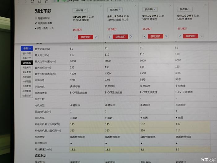 宋plus dmi的配置表出来了.