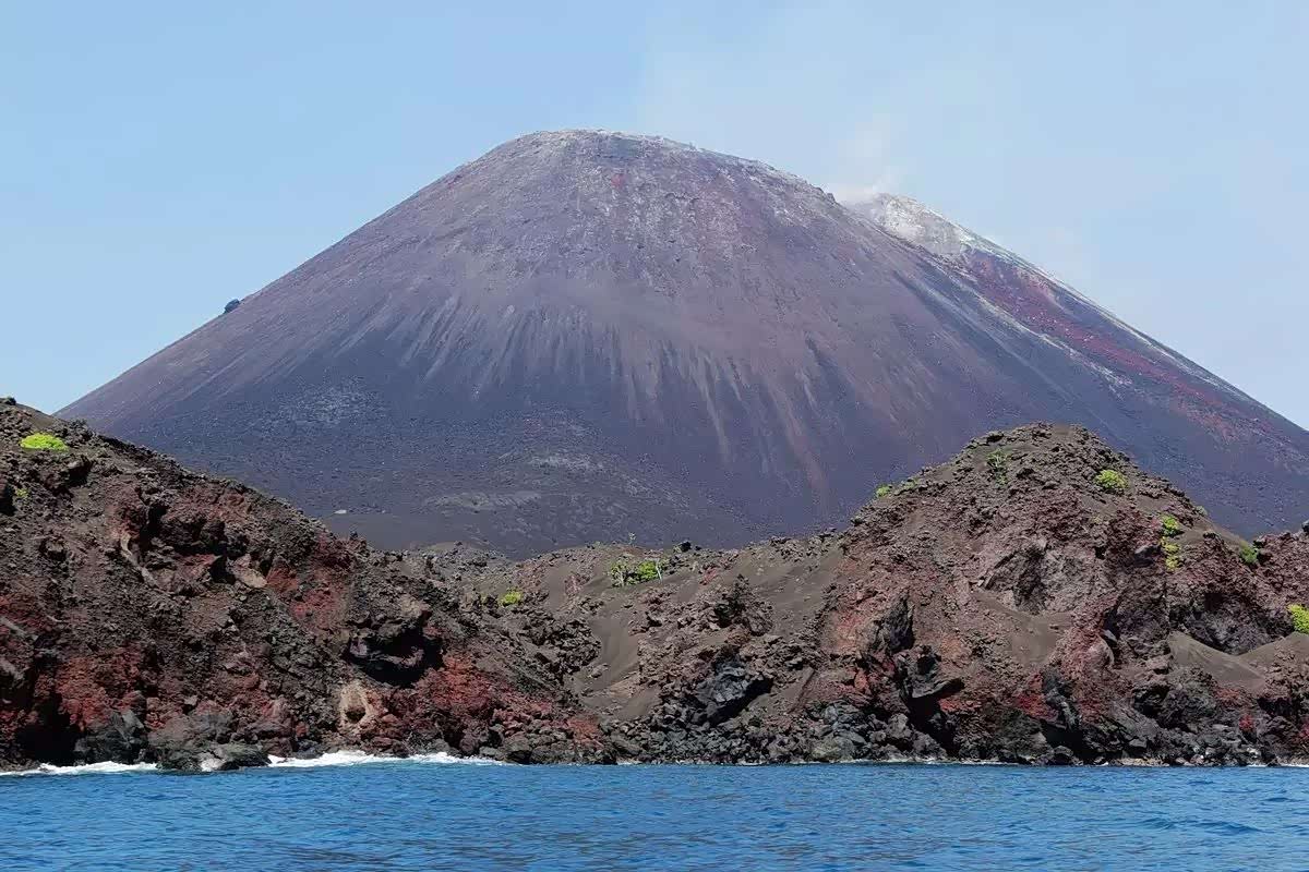 火山岛,自然风光美景,海面火烧云
