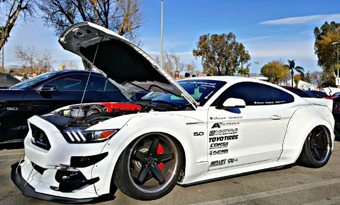 白色宽体福特mustanggt