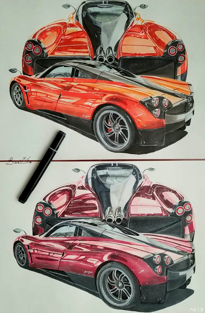 【花young玩汽绘】集结令--帕加尼huayra,两色一齐完工篇