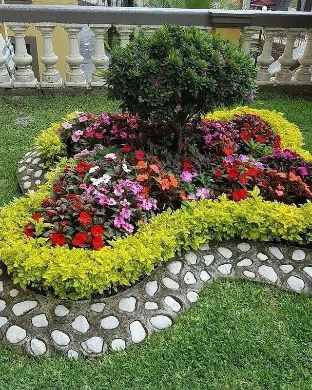 花境中的花卉植物色彩丰富,形态优美