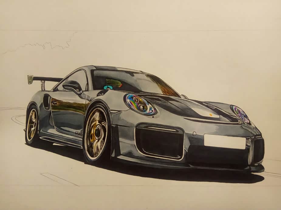 手绘保时捷911gt2rs(多图慎入)