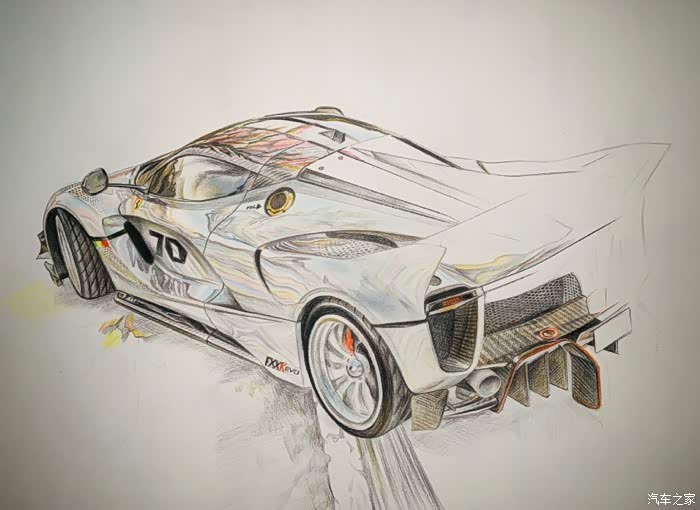 【图】彩铅手绘 拉法 fxx k evo_汽车插画论坛_汽车之家论坛