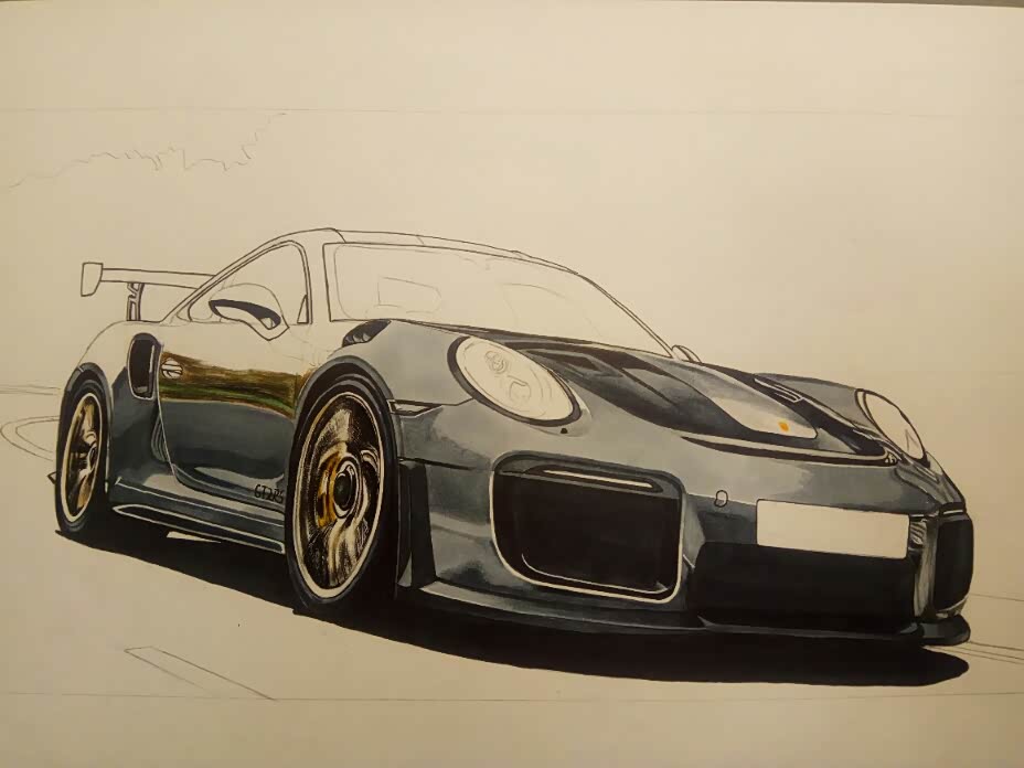 手绘保时捷911gt2rs多图慎入