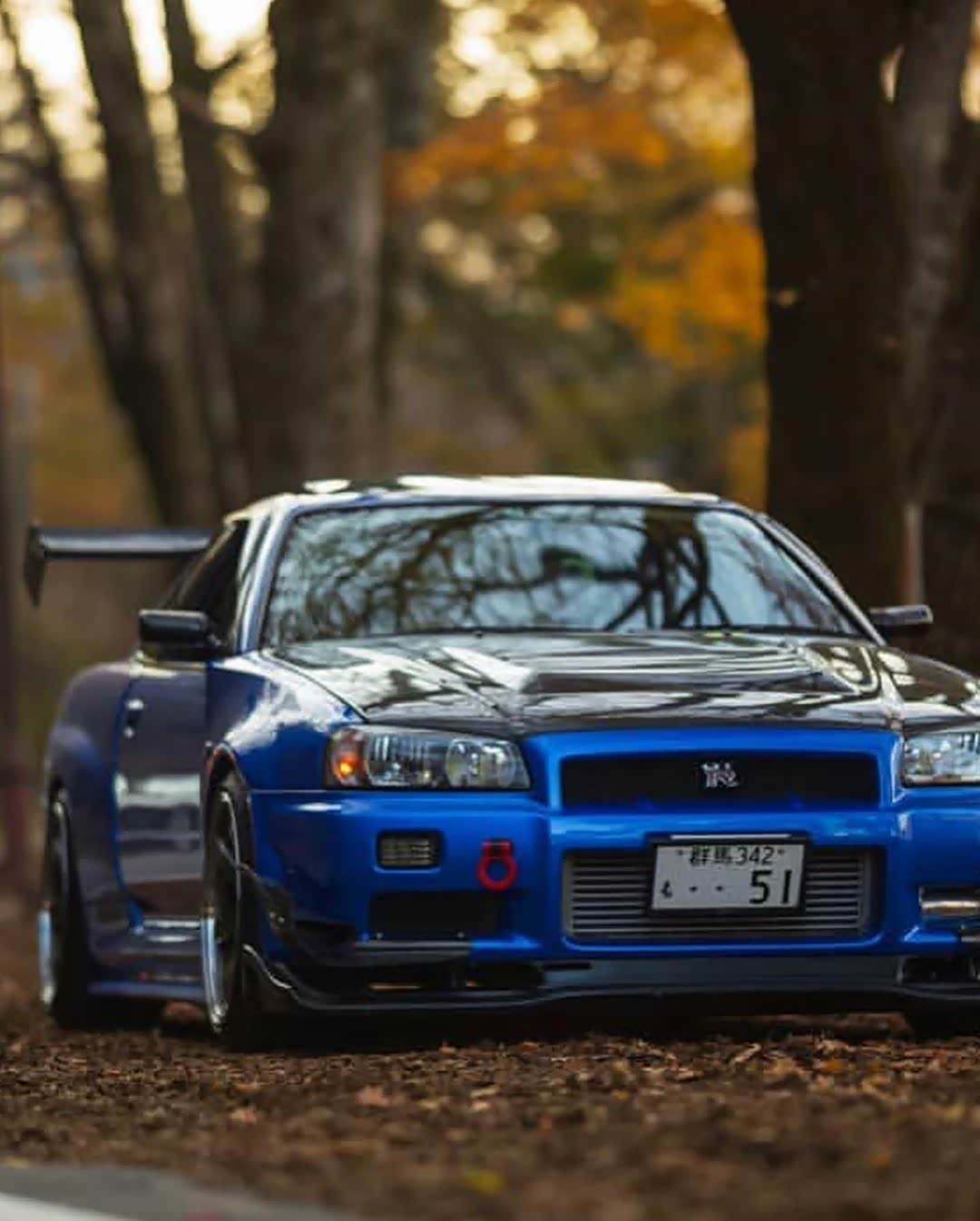 日产gtrr34随着落叶欣赏夕阳洒在这大地上的最后一阳光