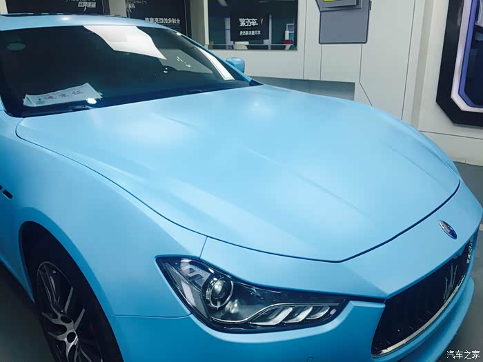 送爱车的一份礼物绸缎天蓝车身改色