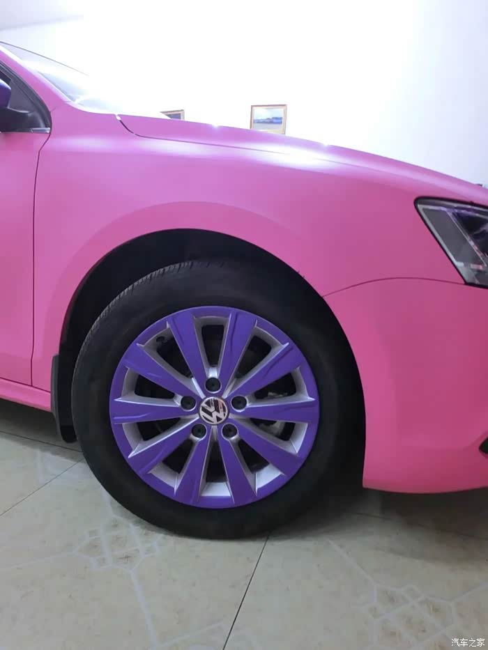 长腿妹子速腾改色哑光玫红