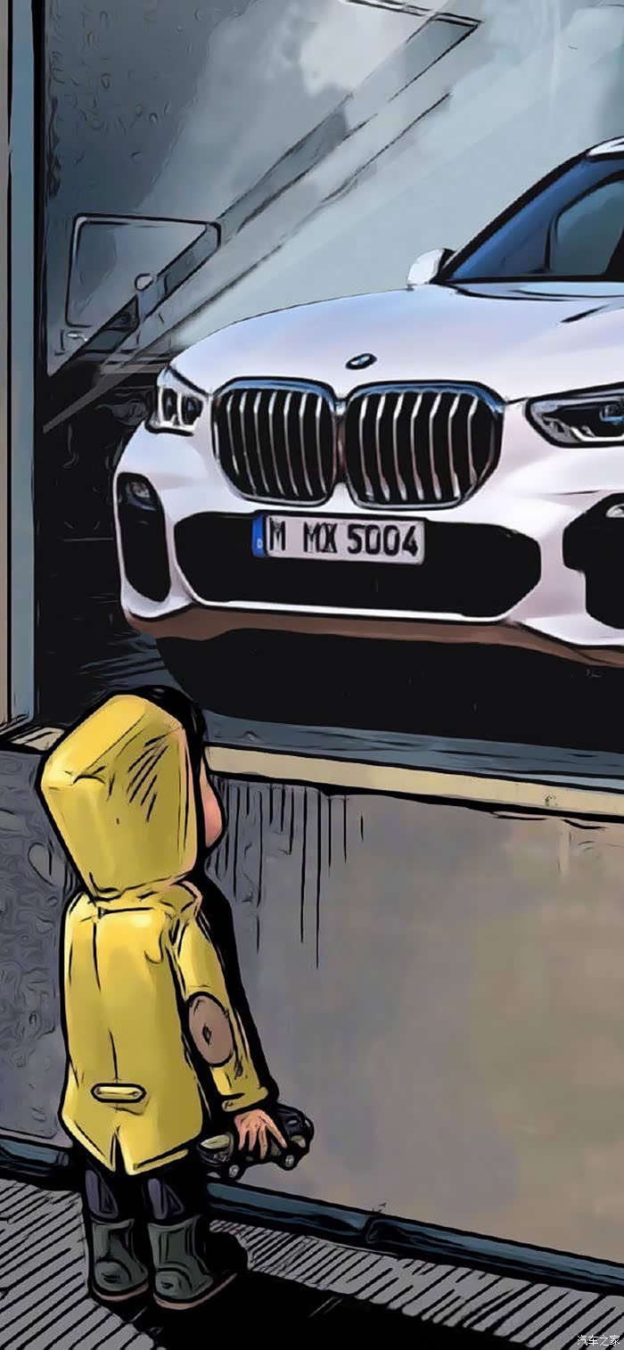 求宝马5系小孩拿车看壁画的图片