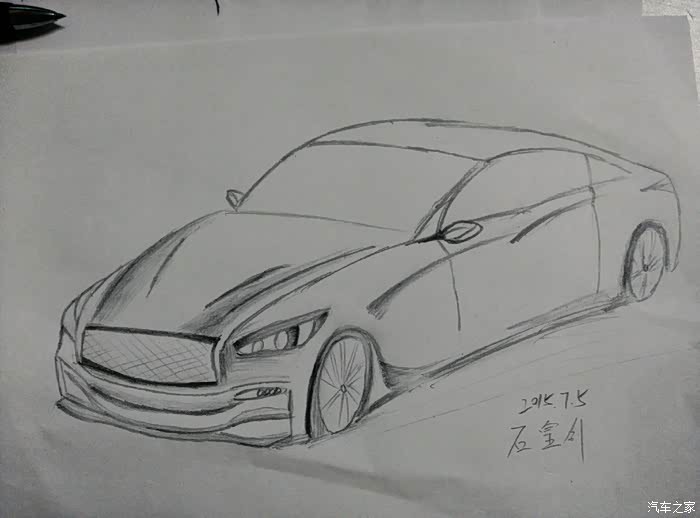 手绘吉利博瑞想象版今日交作,博瑞的车主粉丝,是不是给画残了.