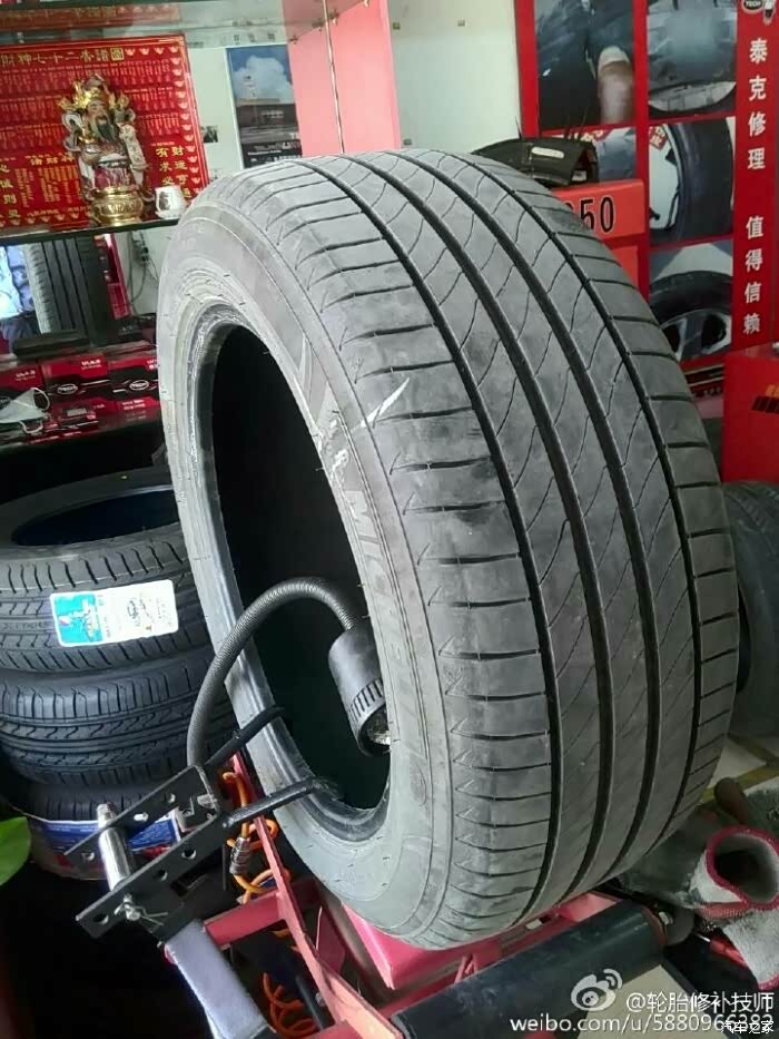 米其林轮胎侧面划伤泰克硫化技术修复节能环保安