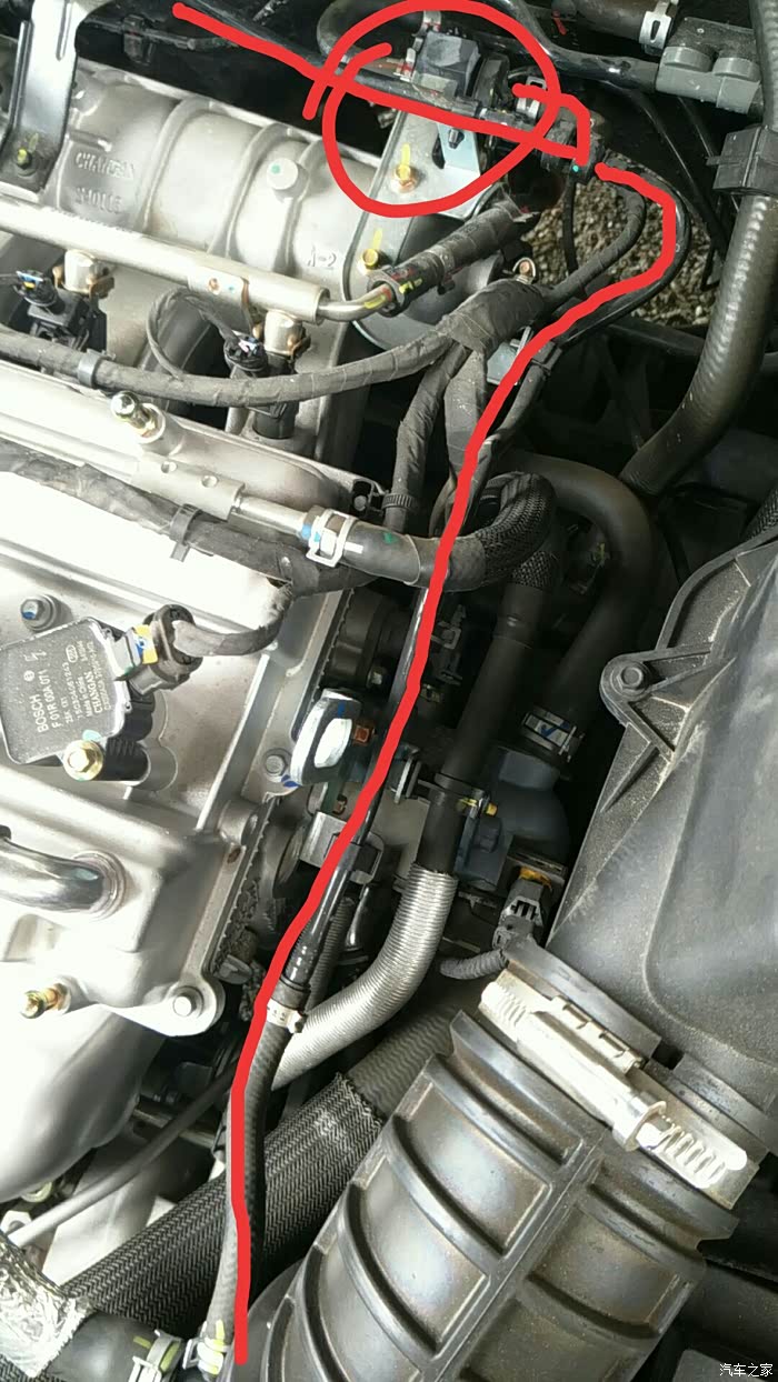 探讨一下,从油箱到碳罐出来后气管分叉到进气岐管和滤清器