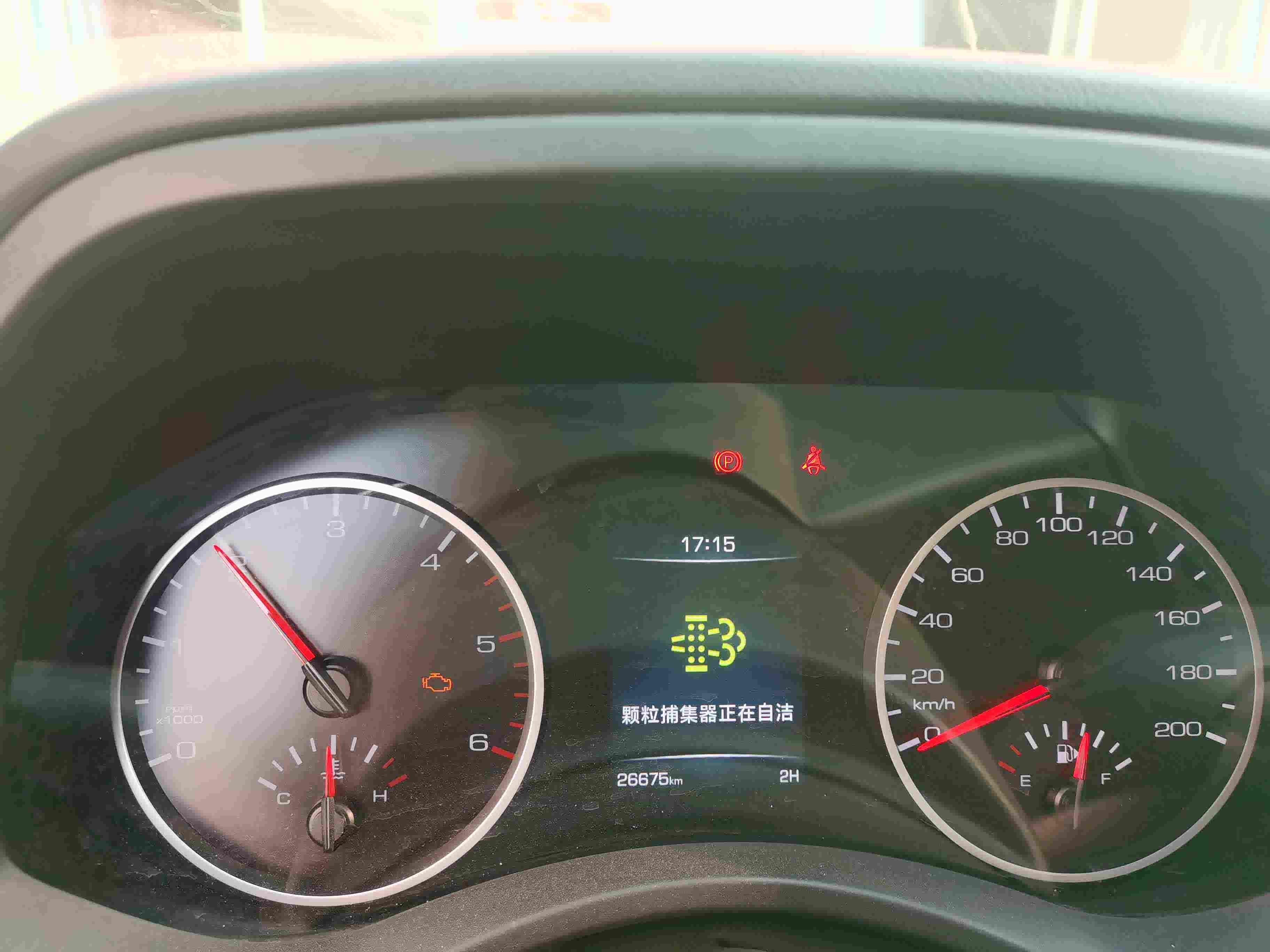 长城炮的 颗粒捕集器正在自洁