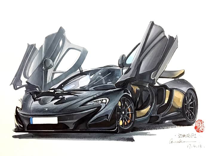 业余画车迈凯伦p1附上色步骤教程