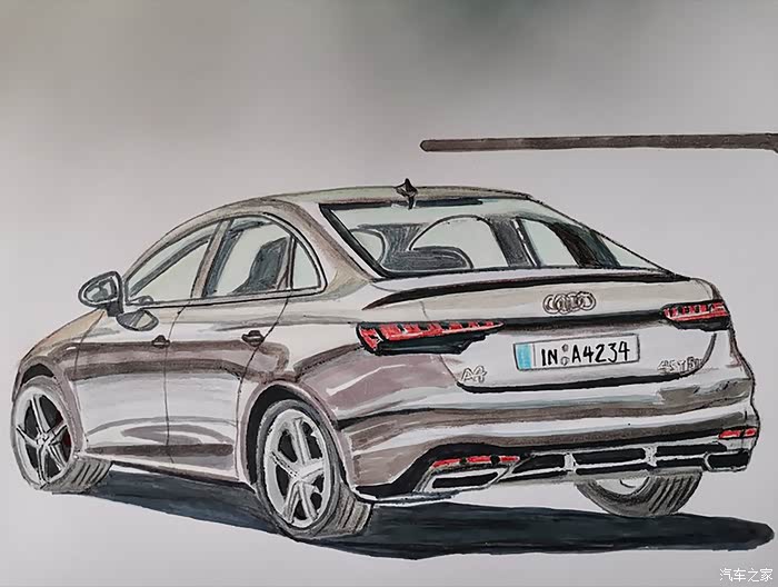 手绘#《我想拥有的奥迪a4l.》