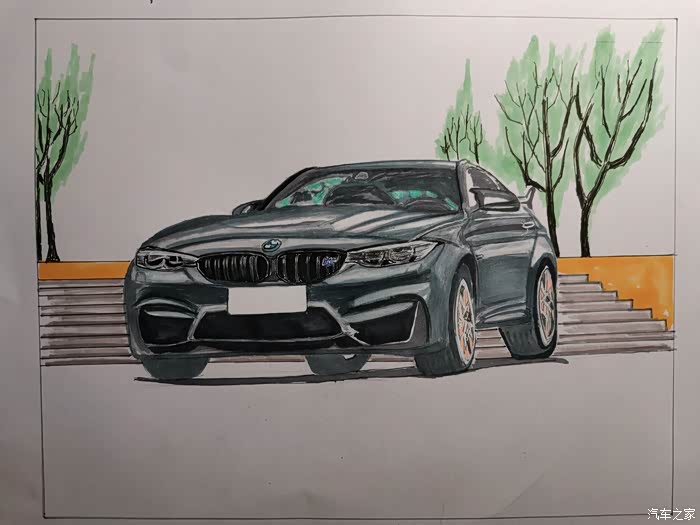 汽车手绘手绘2016款宝马m4gts