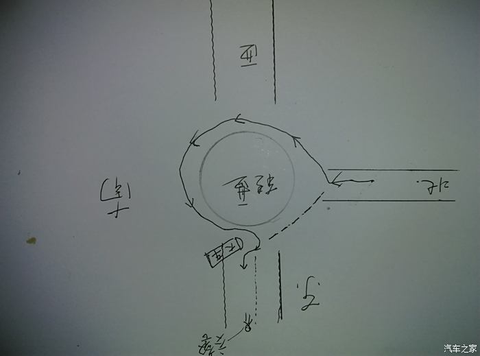 我是從北向東 沿實線走的 交警在圖中所示為止錄像 說是沿虛線過來