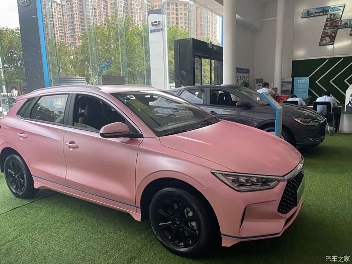 赏e2粉色系列比亚迪忠粉今天看到了粉色的e2