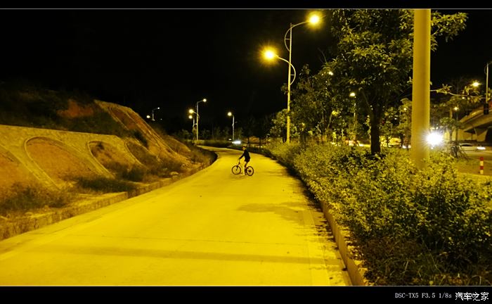 晚上和ld騎自行車沿馬路邊看夜景