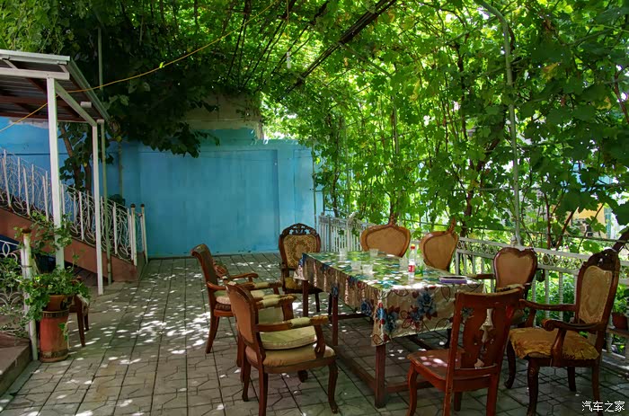 院子好不宽敞,葡萄架爬满院落,汽车可以直接进出