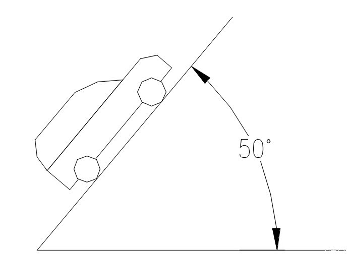 现在的房子有个50度左右的坡,不冲,直接起步上去能上吗?