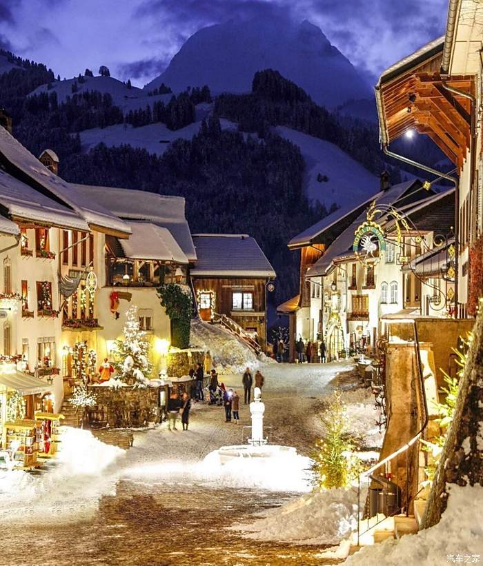 瑞士小镇雪景图片