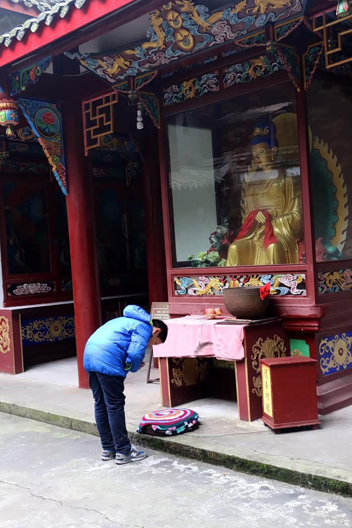 儿子还真是虔诚,个人在那始拜佛