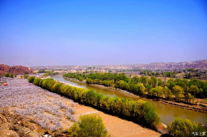 东乡族县唐汪镇的醉美杏花和丹霞奇观