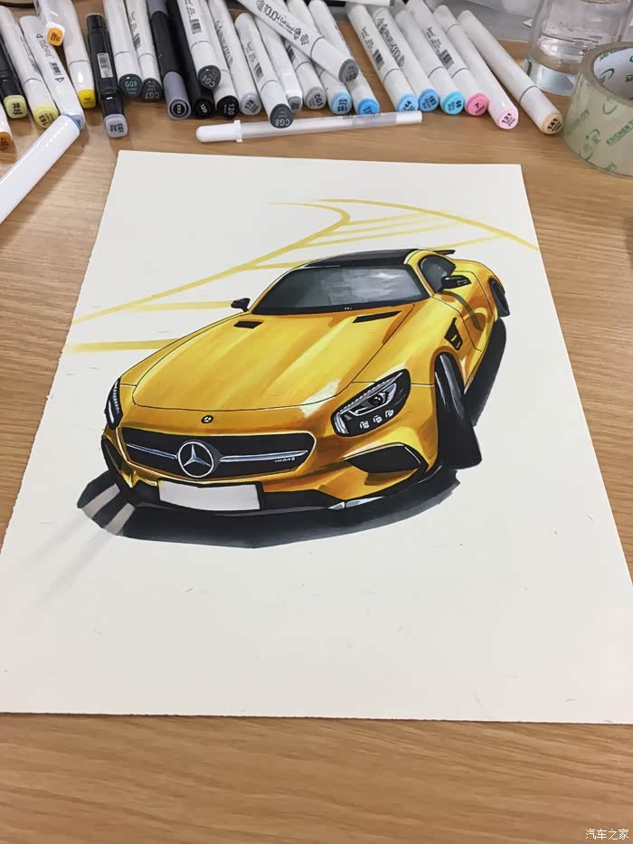 【图】【画车匠】3d手绘三叉星——奔驰 第一期_汽车插画论坛_汽车之