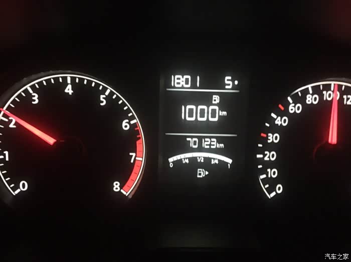 13款改款朗逸加满油后,续航里程1000km