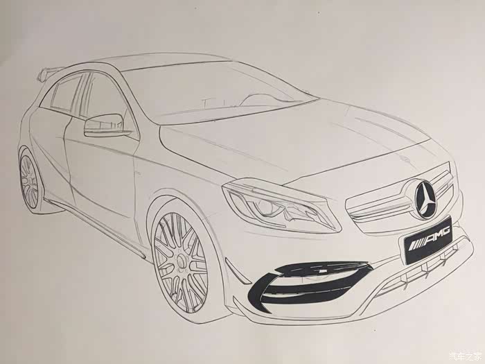 【图】【绘车分子】陆地最强钢炮——手绘a45 amg_奔驰amg论坛_汽车之