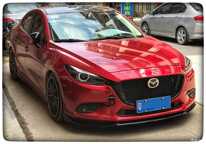 【图】新款昂克赛拉改装蜂窝中网 黑标,撞色后视镜_马自达3 昂克赛拉