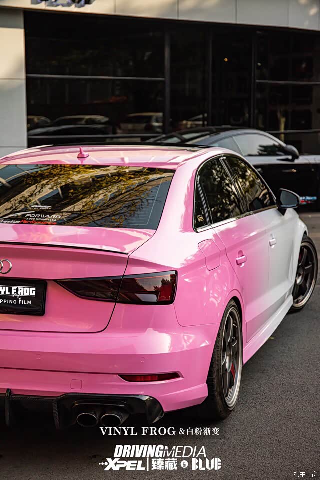 奥迪s3改色定制涂鸦白粉渐变款