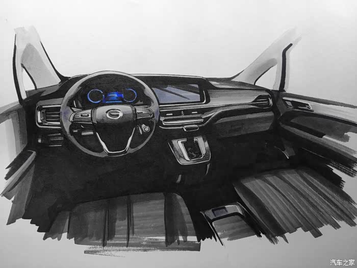 【图】开飞船一样的感觉 手绘广汽传祺m6_传祺m6论坛_汽车之家论坛