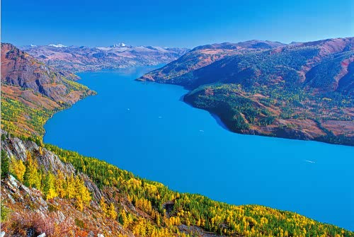 新疆山河湖泊风光,大自然的壮观景色,河流似玉带