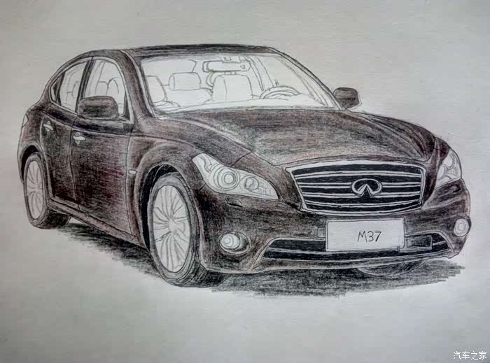 名车手绘画里的v6情怀一英菲尼迪q70l的前身m37