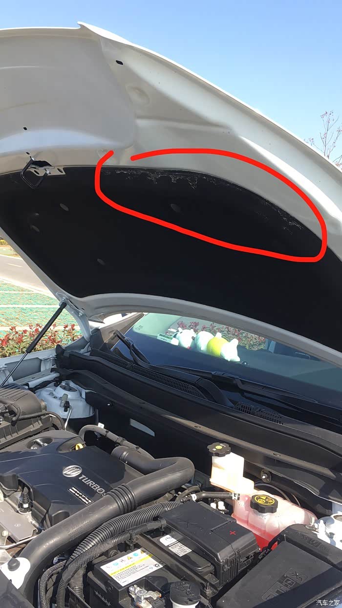 刚提车不到一个月引擎盖白的是什么玩意