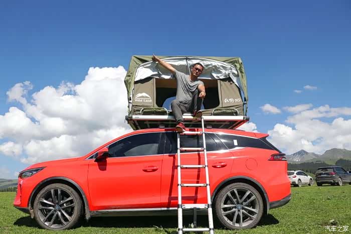 比亚迪唐dm自驾露营琼库什台村原始部落展示黑科技与房车组队