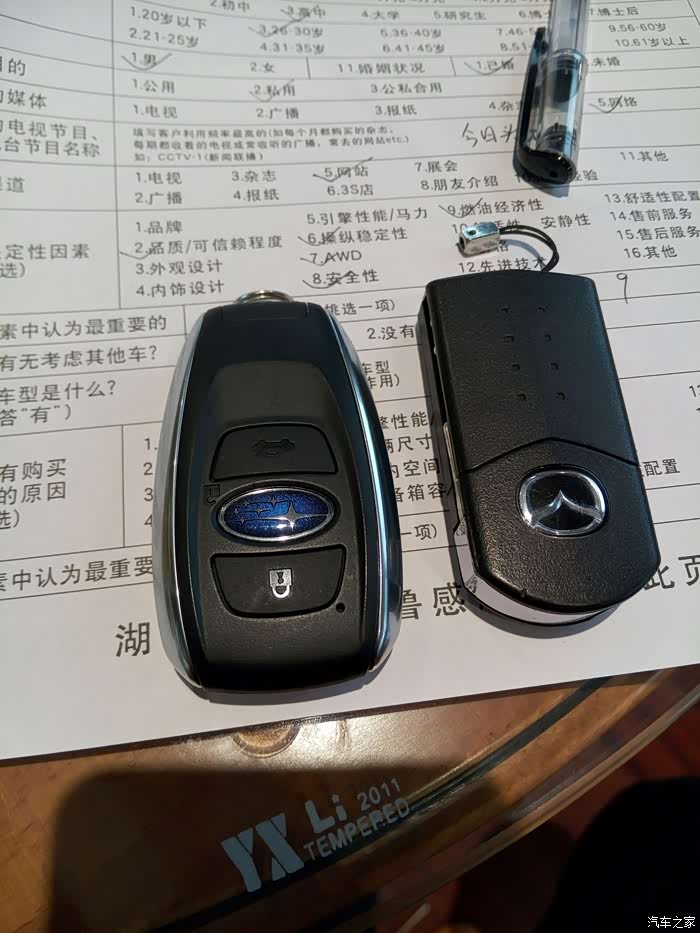 来一发斯巴鲁森林人的车钥匙看看