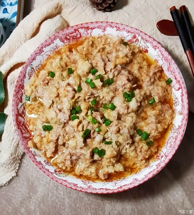 家常超级嫩滑的冬菜蒸肉末