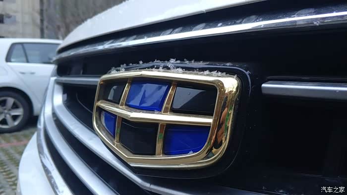 早天飘雪花,瑞雪落在车标