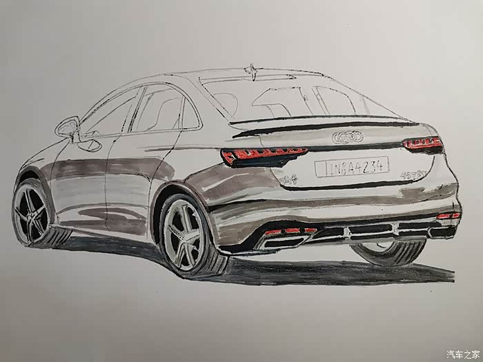 手绘#《我想拥有的奥迪a4l.》